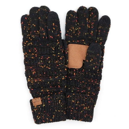 C.C Cozy Confetti Tech-Touch Gloves for Women and Men, Black