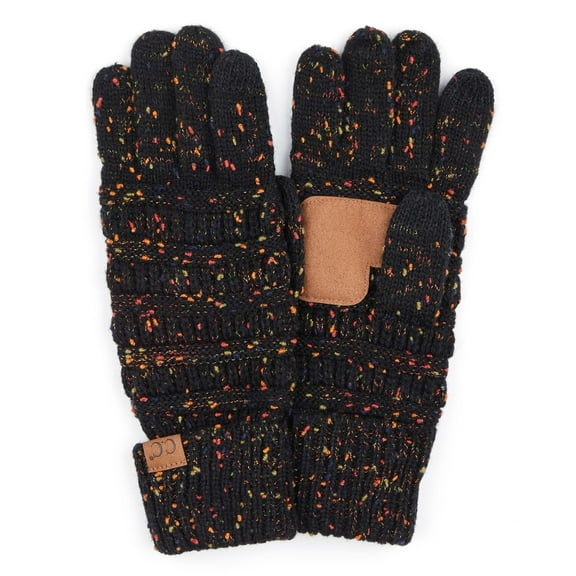 C.C Cozy Confetti Tech-Touch Gloves for Women and Men, Black
