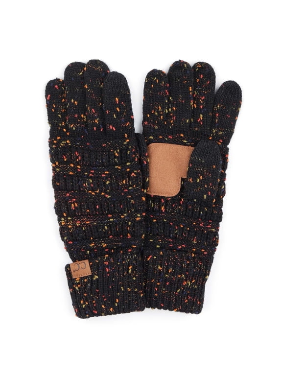 Cozy Confetti Tech-Touch Gloves for Women and Men, Black