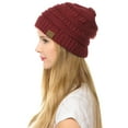 thumbnail image 1 of C.C Hat-20A Slouchy Thick Warm Cap Hat Skully Color Cable Knit Beanie Burgundy, 1 of 2