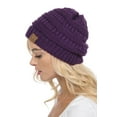 thumbnail image 1 of C.C Hat-20A Slouchy Thick Warm Cap Hat Skully Color Cable Knit Beanie Dark Purple, 1 of 2