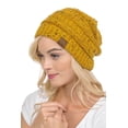 thumbnail image 1 of C.C Hat-33 Slouchy Thick Warm Cap Hat Skully Color Cable Knit Beanie Confetti Mustard, 1 of 2