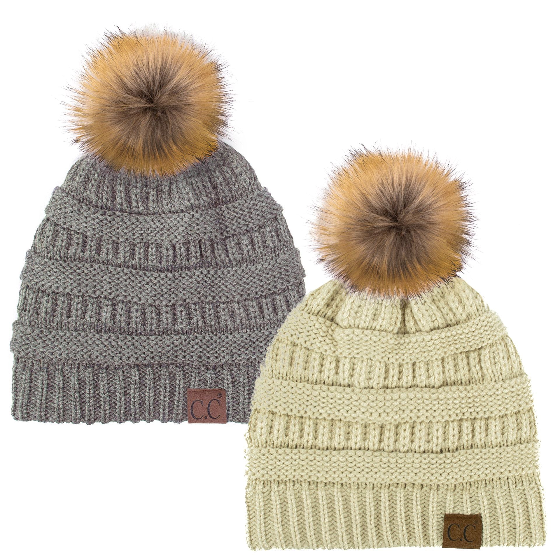 Confetti Cable Knit Pom Pom Beanie Stocking Cap Coral Figured this one needed a still shot on my feed!?? It main image 3