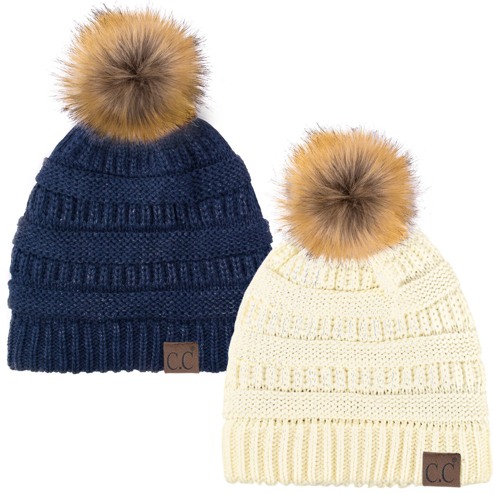 Confetti Cable Knit Pom Pom Beanie Stocking Cap Coral Happy Monday, you guys! Here main image 2