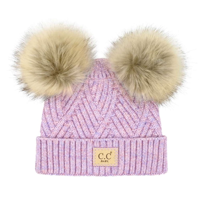 C. C Cozy Knit Pom Beanie Hat and Scarf Set - Multicolor Pinkish Purple Lavender C Wonder Pom-Pom Beanie & Scarf Gift Set | HSN main image 4