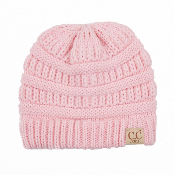 C.C Kids Beanie Unisex Toddler Beanie, Cozy and Warm Baby Winter Hat, Pale Pink