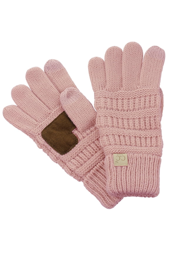 . Kids' Children's Cable Knit Warm Anti-Slip Touchscreen Texting Gloves, Indi Pink