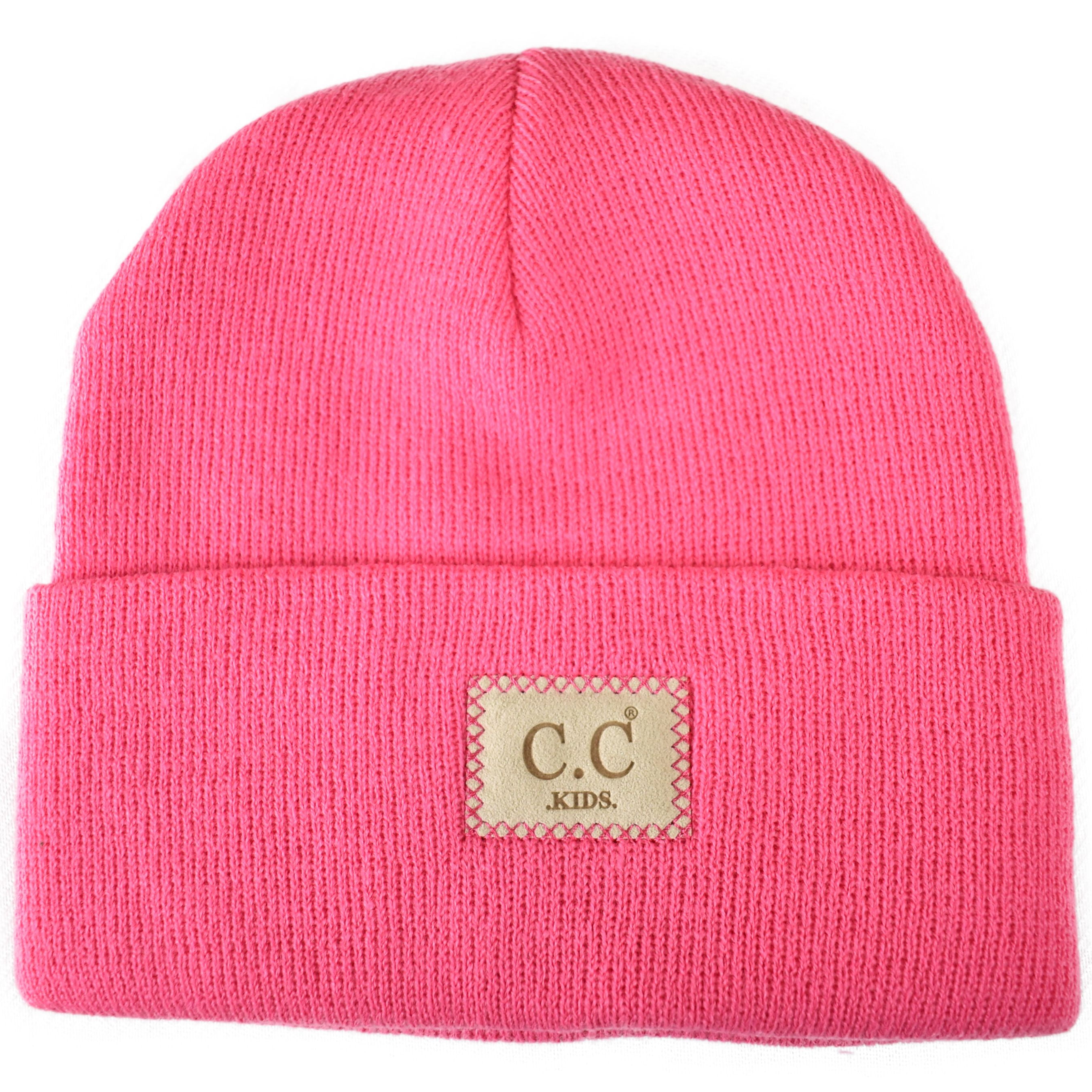 C.C Kids' Children's Winter Knit Plain Cuff Skull Cap Beanie Hat