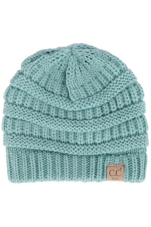 Kids' One Size (2-5) Fuzzy Lined Solid Cable Knit Winter Beanie