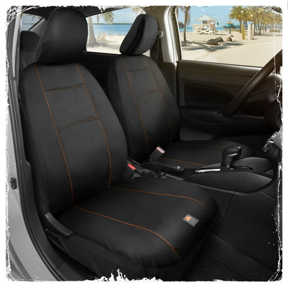 C&C Napa Leatherette 2 Front Seat Covers Faux Leather Car Seat Protectors for Cars & Trucks UV-Resistant, Easy to Clean, Universal Fit Stylish Coastal Design for Summer Car Interior Upgrade