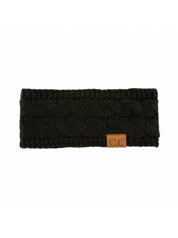 Non-Lined Knit Head Wrap Cozy Winter Ear Warmer Unisex, Black