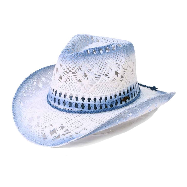 3947 Ombre Open Weave Cowbay Hat With Braided Trim C.C Ombre Open Weave Cowbay Hat with Braided Trim, Coffee at  main image 2