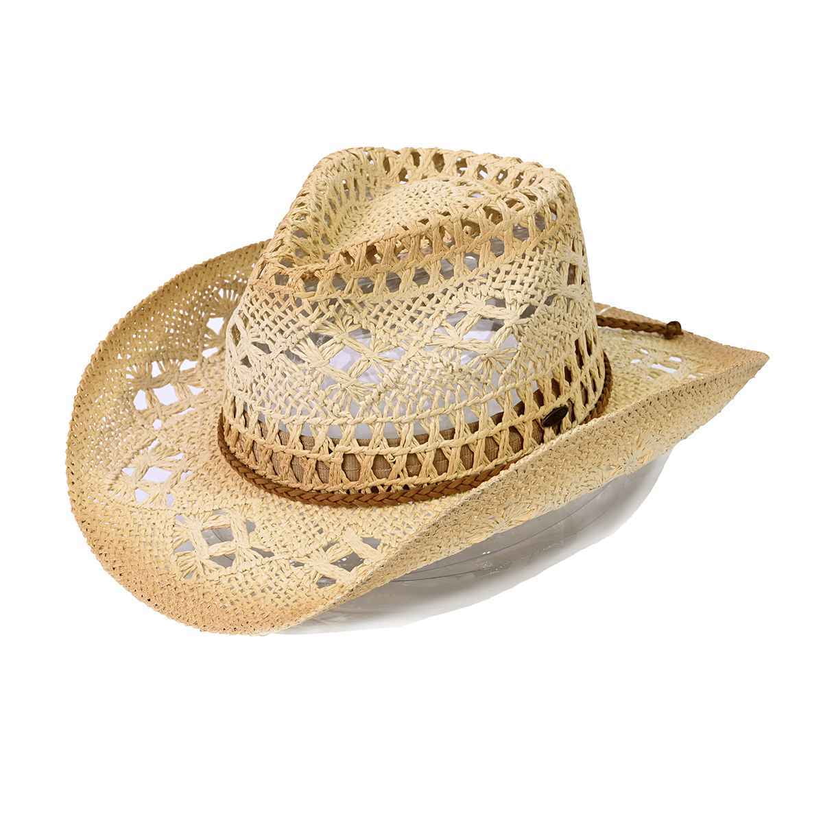 7117 Ombre Open Weave Cowbay Hat With Braided Trim, Hot C.C Ombre Open Weave Cowbay Hat with Braided Trim, Rust  main image 4