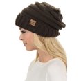thumbnail image 1 of C.C Oversized Baggy Slouch Thick Warm Cap Hat Skully Cable Knit Beanie, Brown, 1 of 2