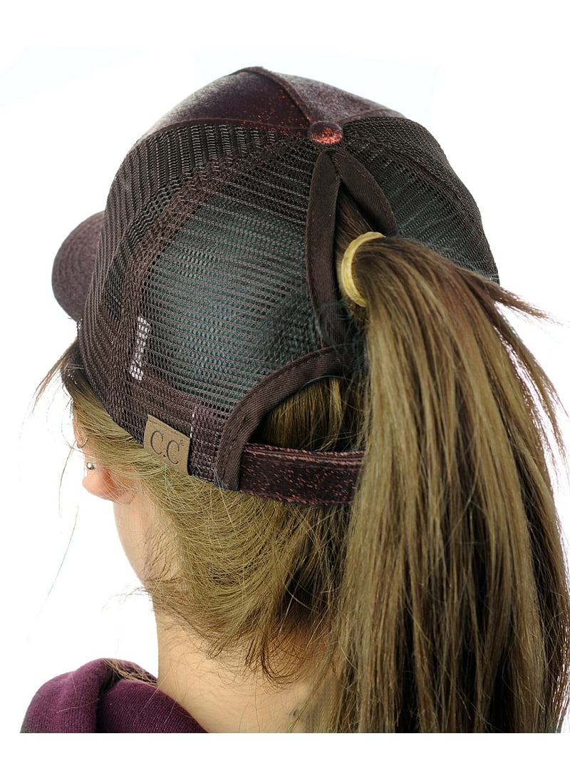 C.C Ponycap Messy High Bun Ponytail Adjustable Glitter Mesh  display picture 1
