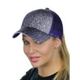 thumbnail image 1 of C.C Ponycap Messy High Bun Ponytail Adjustable Glitter Mesh Trucker Baseball Cap, Leopard Lavender/Purple, 1 of 2