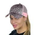 thumbnail image 1 of C.C Ponycap Messy High Bun Ponytail Adjustable Glitter Mesh Trucker Baseball Cap, Leopard Rose/Pink, 1 of 2