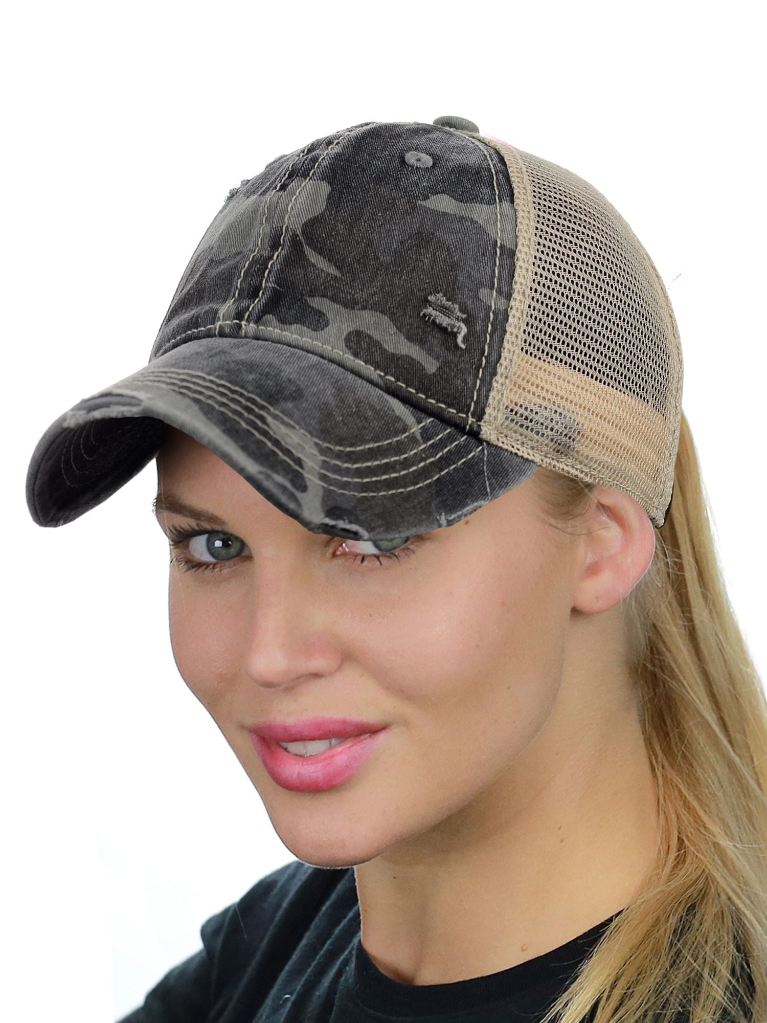 C.C Ponycap Messy High Bun Ponytail Adjustable Mesh Trucker  display picture 1