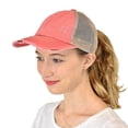 thumbnail image 1 of C.C Ponycap Messy High Bun Ponytail Adjustable Mesh Trucker Baseball Cap Hat, Criss Cross Mesh Coral, 1 of 3