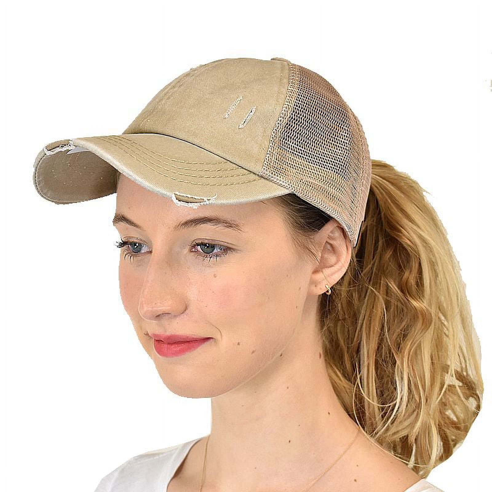 C.C Criss Cross Ponycap Baseball Hat – Adjustable Cap For High Bun & Ponytails, Berry Color