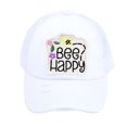 thumbnail image 1 of C.C Ponycap Messy High Bun Ponytail Adjustable Mesh Trucker Baseball Cap Hat, Criss Cross Patch Bee Happy, White, 1 of 3