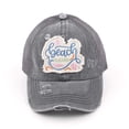 thumbnail image 1 of C.C Ponycap Messy High Bun Ponytail Adjustable Mesh Trucker Baseball Cap Hat, Distressed Beach Please, Charcoal, 1 of 3