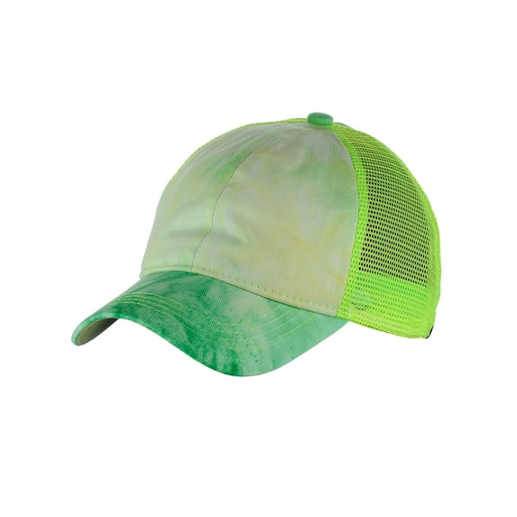 C.C Ponycap Messy High Bun Ponytail Adjustable Mesh Trucker Baseball Cap Hat, Tie Dye Mint