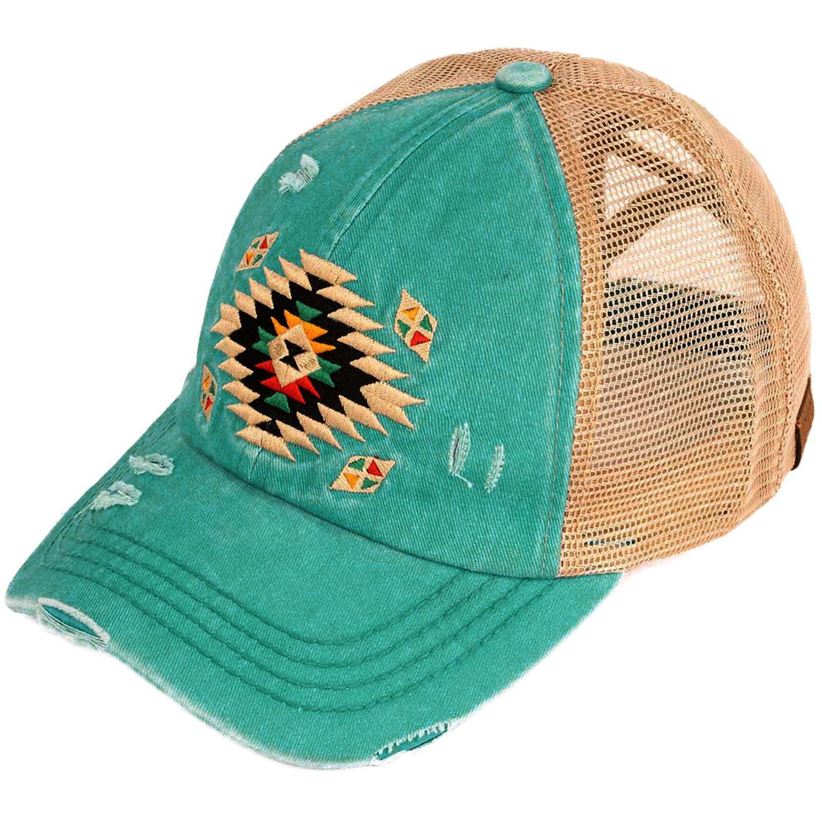〽️Women Turquoise High Ponytail Baseball Cap Trucker Bad Hair Day Adjustable Notch Classic Adjustable Jade Green Ponytail Hat | Notchgear.com main image 3