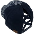 thumbnail image 1 of C.C Ponytail Criss Cross Messy Buns Ponycaps Baseball Cap Dad Trucker Mesh Hat (Distressed Paisley Navy), 1 of 3