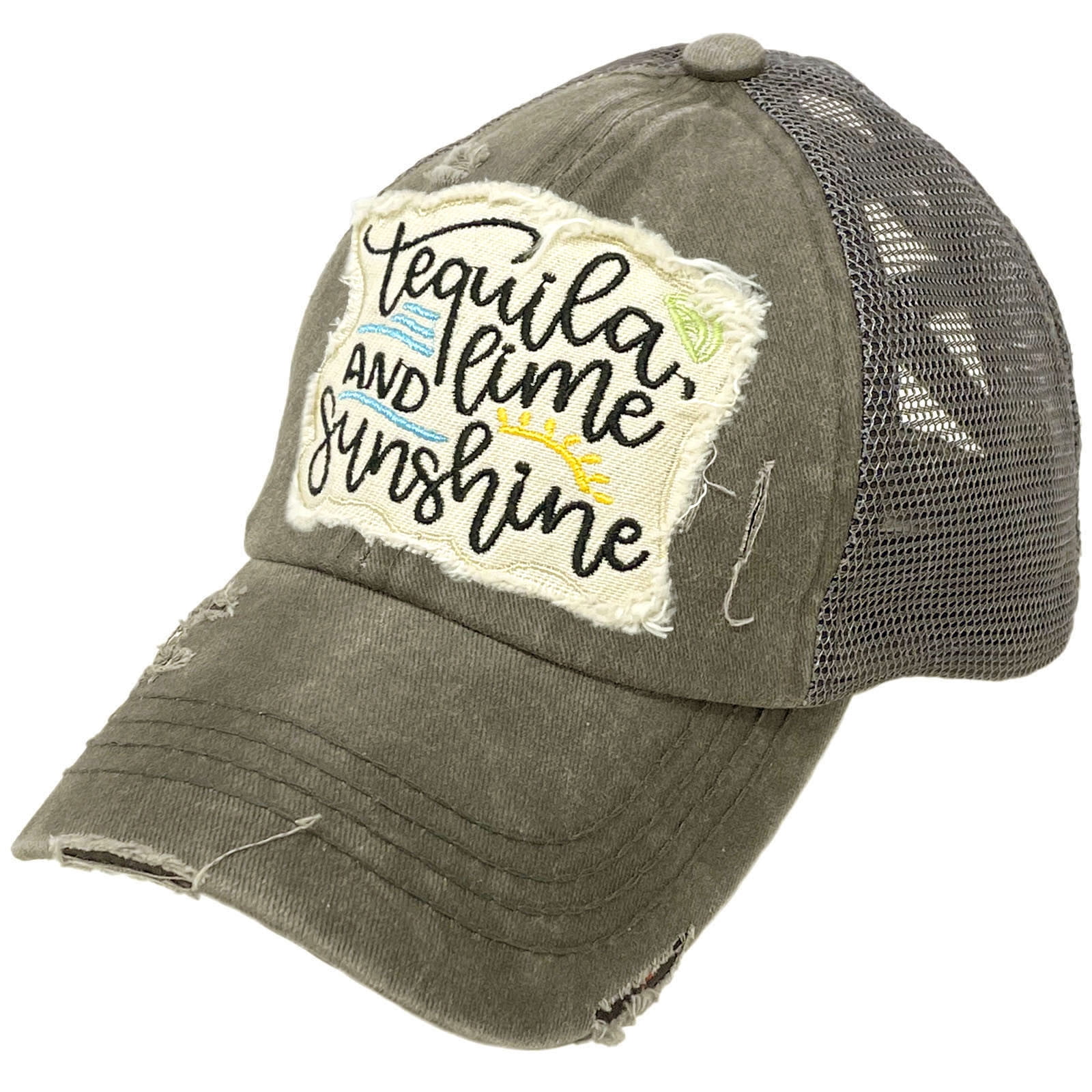 C.C Ponytail Baseball Cap - Adjustable Mesh Trucker Hat With Ponytail Hole For Messy Buns (Black + White, One Size)