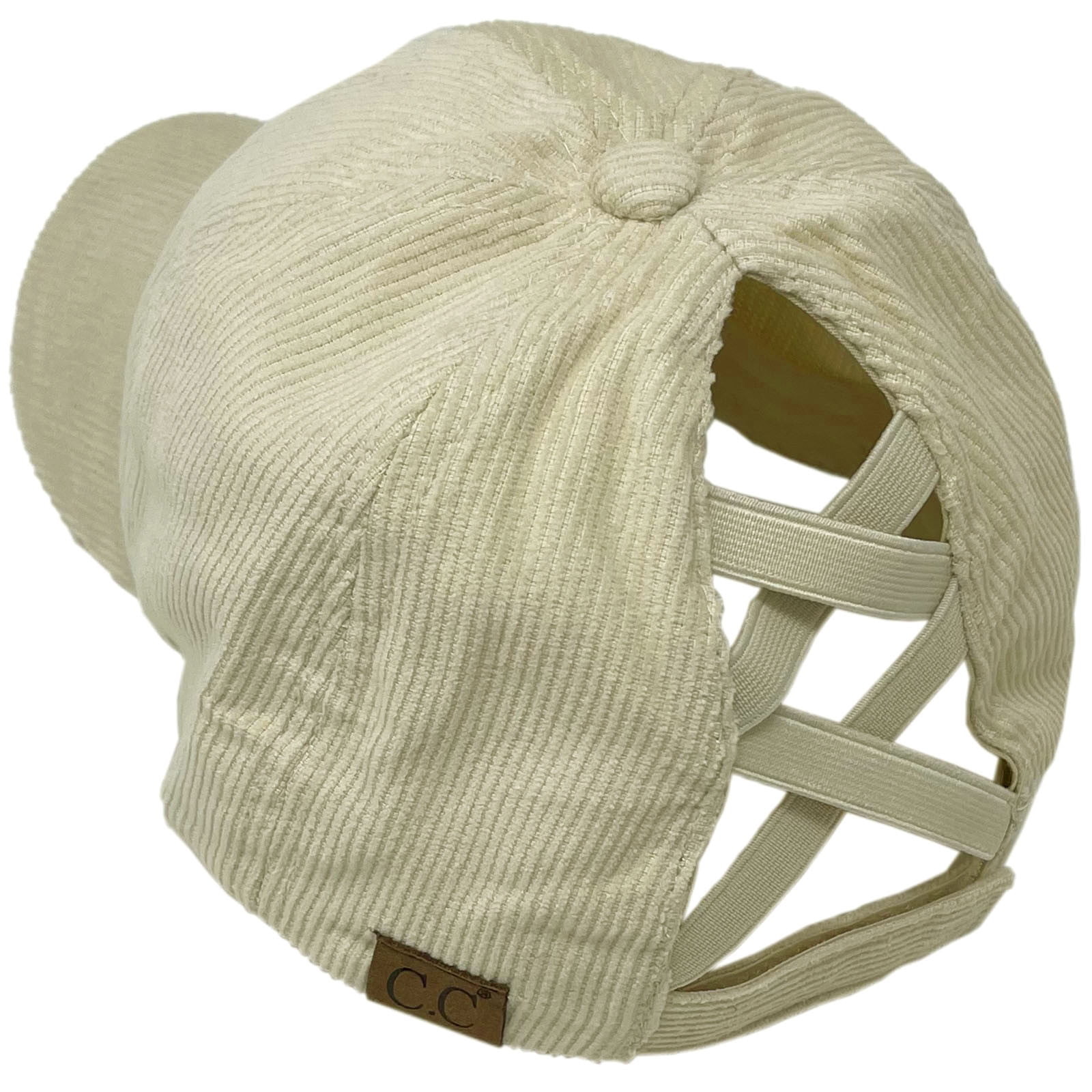 C.C Berretto Baseball Con Scomparto Per Coda Di Cavallo E Chignon Disordinato, Regolabile, In Misto Cotone, Visiera Curva, Per Donna E Uomo, Protezione UV, Colore Bianco - 3