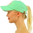 thumbnail image 1 of C.C Ponytail Messy Buns Trucker Ponycaps Plain Baseball Visor Cap Dad Hat (Distressed "beach happy" Mint), 1 of 5
