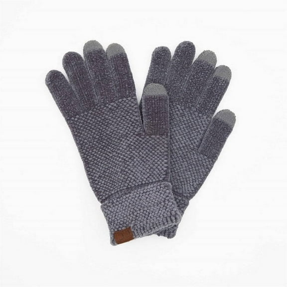 C.C Quad Collection Women's and Men's Touch Screen Chenille Winter Warm Gloves, Light Melange Grey