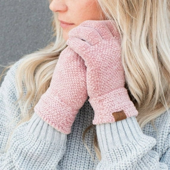 C.C Quad Collection Women's and Men's Chenille Touch Screen Gloves, Rose