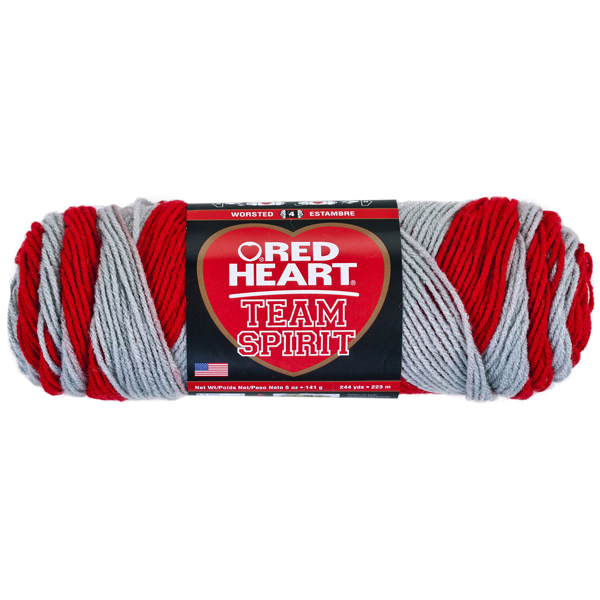 C&C Red Heart Team Spirit Yarn 5oz Red/Grey - image 1 of 2