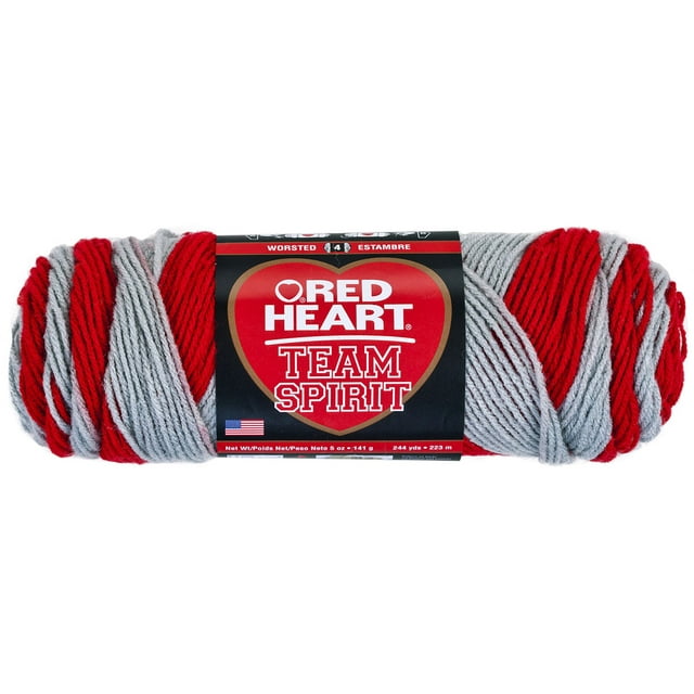C&C Red Heart Team Spirit Yarn 5oz Red/Grey