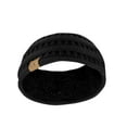 thumbnail image 1 of C.C Soft Stretch Winter Warm Cable Knit Fuzzy Lined Ear Warmer Headband, Black Ribbed, 1 of 2