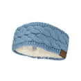 thumbnail image 1 of C.C Soft Stretch Winter Warm Cable Knit Fuzzy Lined Ear Warmer Headband, Denim, 1 of 4