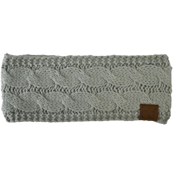 C.C Soft Stretch Winter Warm Cable Knit Fuzzy Lined Ear Warmer Headband, Mercury