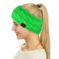 thumbnail image 1 of C.C Soft Stretch Winter Warm Cable Knit Fuzzy Lined Ear Warmer Headband, Neon Lime, 1 of 3