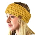 thumbnail image 1 of C.C Soft Stretch Winter Warm Cable Knit Fuzzy Lined Ear Warmer Headband, Ombre Mustard, 1 of 4