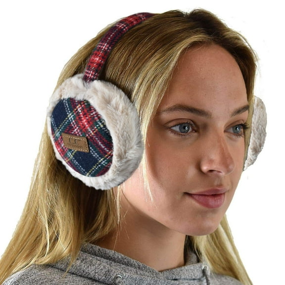 C.C Soft Winter Warm Adjustable Headband Ear Warmer Earmuffs, Argyle Navy