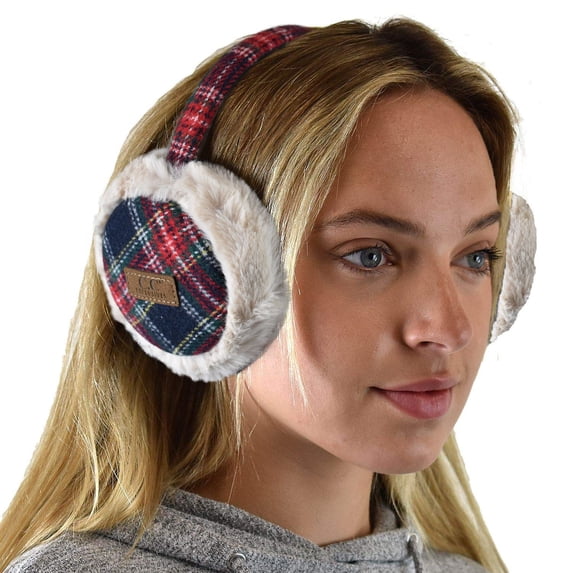 C.C Soft Winter Warm Adjustable Headband Ear Warmer Earmuffs, Argyle Navy