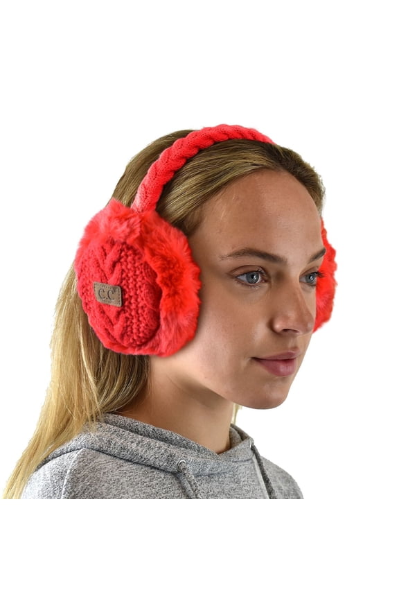 Soft Winter Warm Adjustable Headband Ear Warmer Earmuffs, Red