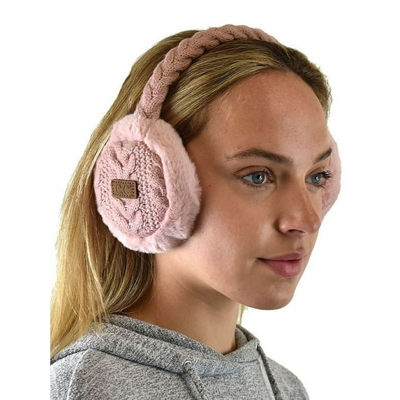 C.C Soft Winter Warm Adjustable Headband Ear Warmer Earmuffs, Rose