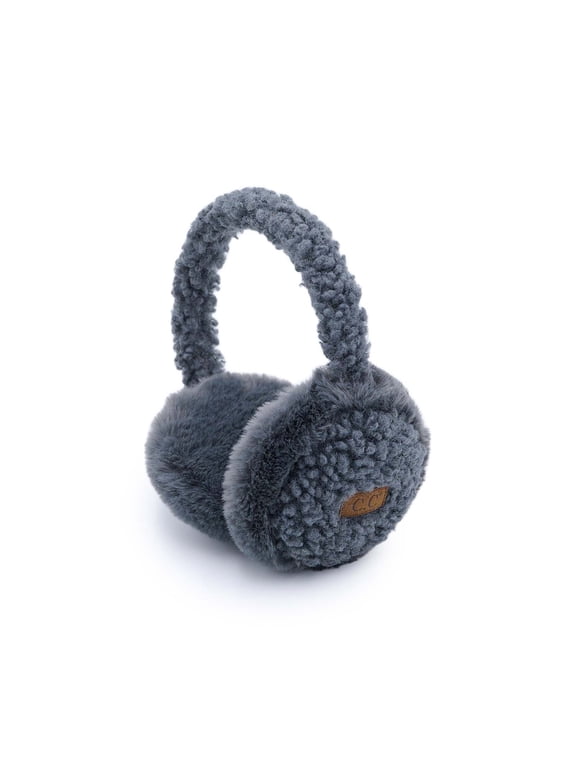 Soft Winter Warm Adjustable Headband Ear Warmer Earmuffs, Sherpa Dark Gray