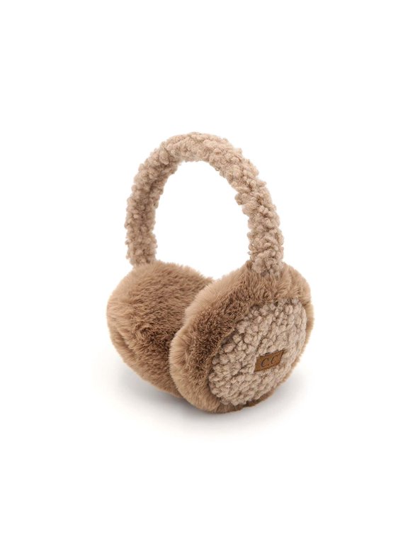 Soft Winter Warm Adjustable Headband Ear Warmer Earmuffs, Sherpa Taupe