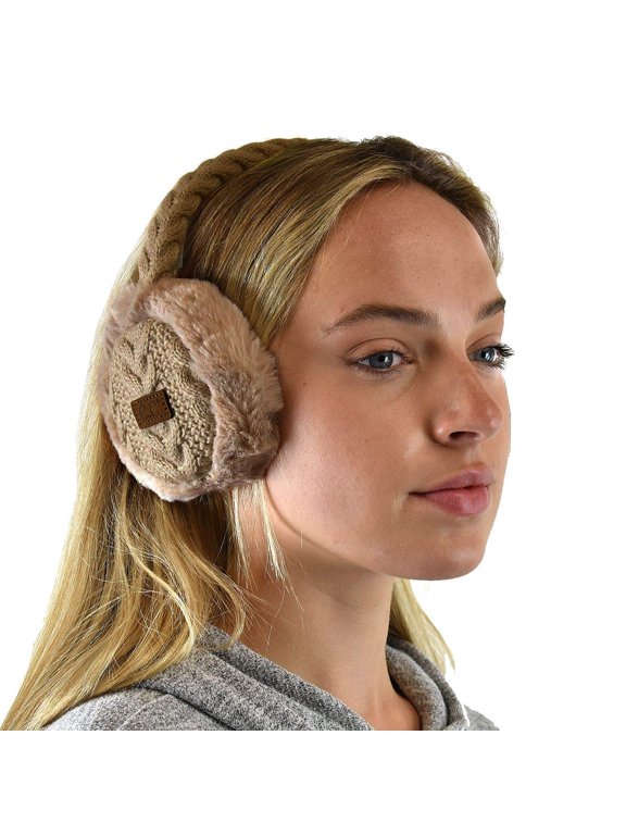 Soft Winter Warm Adjustable Headband Ear Warmer Earmuffs, Taupe