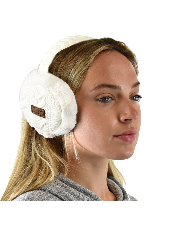 Soft Winter Warm Adjustable Headband Ear Warmer Earmuffs, White