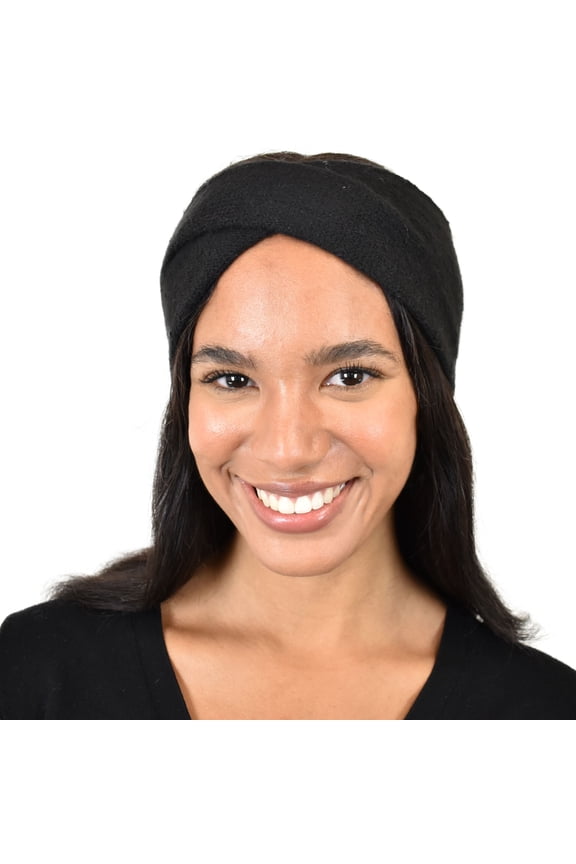 Stretchy Cozy Eco-Friendly Recycled Yarn Ear Warmer Headband Headwrap, Cashmere Blend Black
